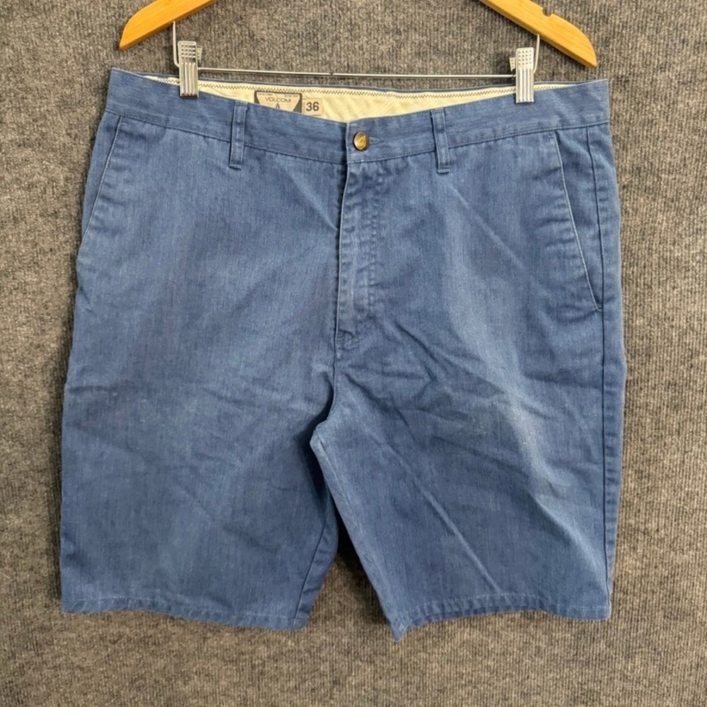 Lot of 2 Volcom Frickin Modern Chino Shorts Mens 36 Blue Striped Twill A0931108 - Picture 7 of 15